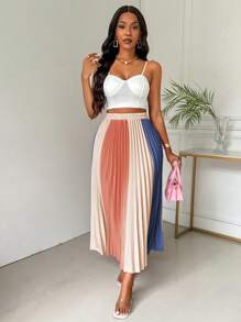 Chiquease Women's Color Block Pleated Skirt - Multicolor - View 1