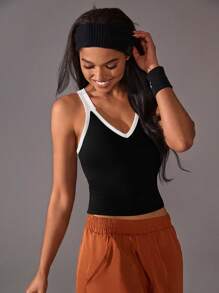 VARSIVA Thể thao Mùa hè Ngoài trời Màu sắc tương phản cơ bản với ÁO TANKTOP TẬP THỂ DỤC - màu đen - Xem 4