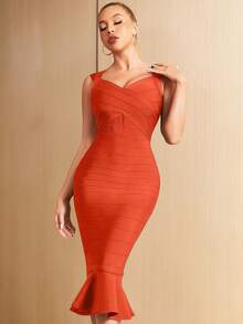 Elegant Backless Bodycon Bandage Dress For Summer Parties And Cocktail Events - Orange - View 5