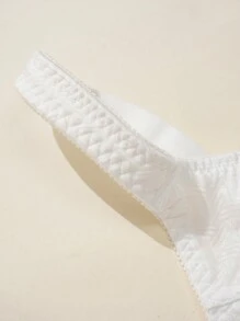 DesireSculpt 1 chiếc áo ngực cỡ lớn dành cho nữ, màu trơn, thanh lịch, thoải mái, mềm mại, chất liệu jacquard, trang trí nơ, mút xốp mềm, dây đeo điều chỉnh được, không gọng. - trắng - Xem 6