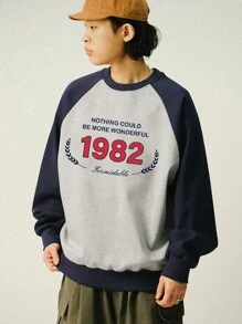 DAZY Men's Autumn Splice Letter Printed Pullover Sweatshirt - Multicolor - View 7