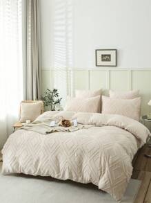 紋理羽絨被套組不附帶內芯 - 米色 - 查看 2