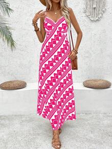 Breezaya Geo Print Cami Dress For Summer - Pink - View 6