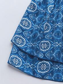 Sweetra Women's Random Printed Strapless Dress Mini Short Women Outfit - Blue - View 3