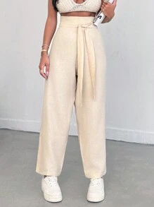 RueChic 女款純色彈性腰帶長褲