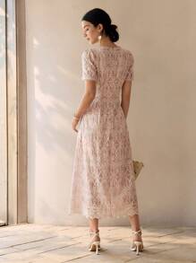 MOTF PREMIUM 刺繡開衩長筒洋裝 - 紅色 - 查看 7