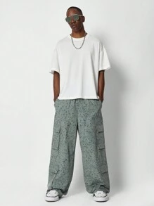 SUMWON Loose Fit Parachute Pant With All Over Print