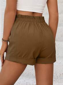 Breezaya Ladies' Solid Color Simple Daily Shorts - Brown - View 2
