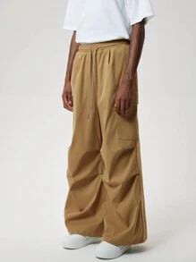 Forever 21 Smart Wide Leg Parachute Cargo In Brown Twill - Khaki - View 4