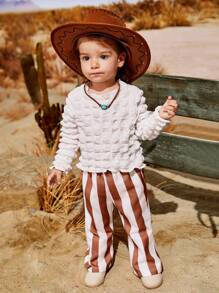 SHEIN 2pcs Baby Girls' American Western Style White Bubble Check Retro Cute Daily Casual Outfit - Multicolor - View 6