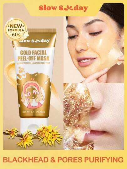 SlowSunday Gold Facial Peel-Off Mask, Face Mask, Black Head Remover, Oil Control, Deep Cleansing, Korean Skincare, 24K Golden, K Beauty , For Valentine's Day, Valentines Gift, Valentines Day Gift, Ideal For Party