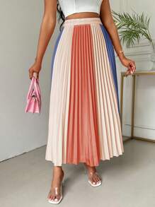 Chiquease Women's Color Block Pleated Skirt - Multicolor - View 4