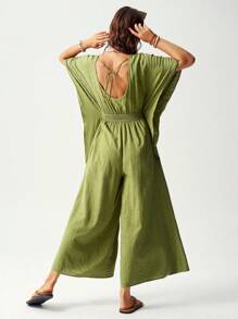 Bohemela Vacation Loose Batwing Sleeve Jumpsuit For Women - Grey - View 3