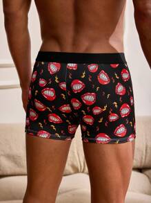 3pcs Men's Lips & Lightning Printed Boxer Briefs Set - Multicolor - View 10