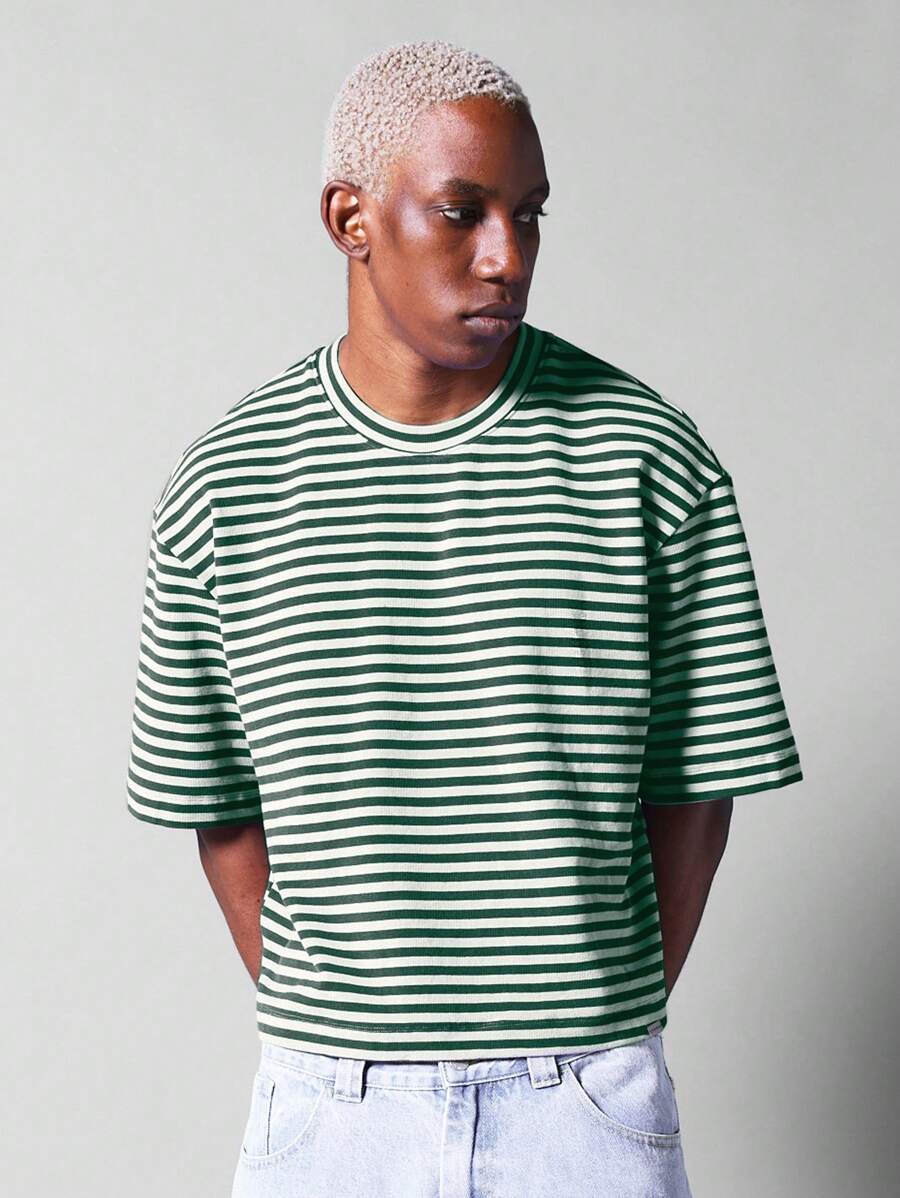 SUMWON 短款条纹短袖 T 恤 - 彩色 - 查看 1