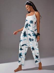 Menodora SHEIN Sport Sports Summer Outdoor Basic Prints&Pockets With JUMPSUIT - Blue - View 1