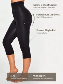 SHAPORA Shaping High-Waisted Carpi Legging Full Body Shaper Butt Lifter-Tummy Waist Thigh Control - Black - View 2