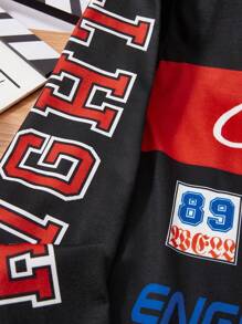 SHEIN Leap Crew Tween Boy Sports Car Printed Long Sleeve T-Shirt - Black - View 5