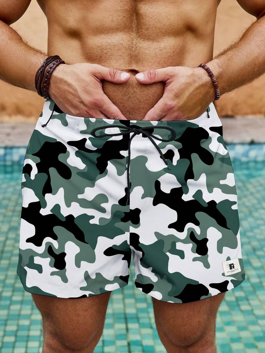 Manfinity Men's Random Printed Simple Daily Beach Shorts