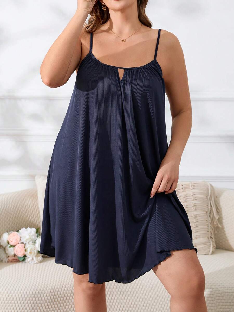 Plus Size Women's Plain Simple Daily Camisole Sleep Dress