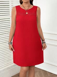 SHEIN LUNE Dress Ukuran Plus - Merah - View 5
