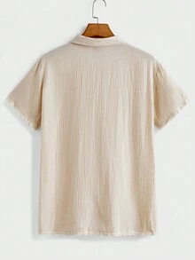 Manfinity Homme Men Solid Button Up Shirt & Shorts - Apricot - View 9