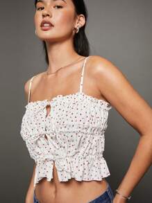 WESTFADE Top corto con lazo floral - Blanco - Ver 8