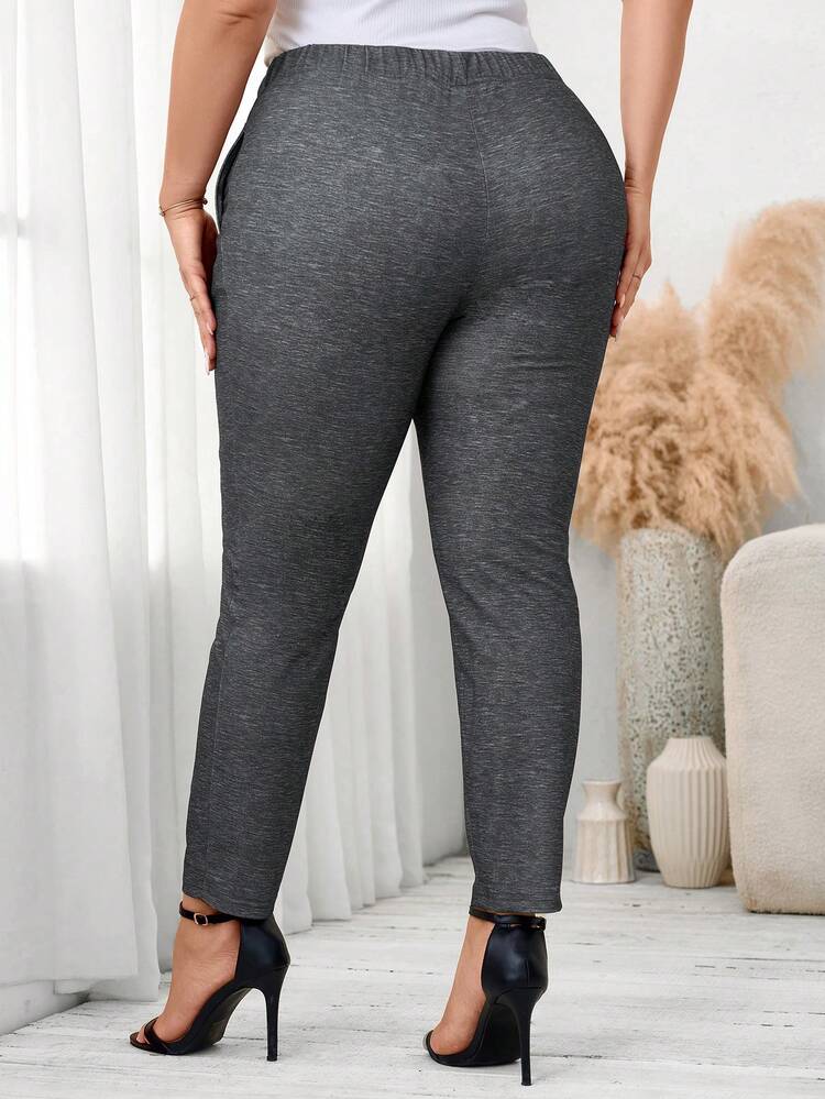 SHEIN Clasi Plus Size Women's Simple Grey Daily Dress Pants In Fall/Winter - Multicolor - View 2
