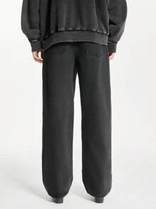 NEON BLANC Men's Distressed Straight Leg Denim Jeans, Woven And Washed - Black - View 7