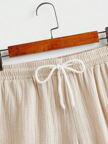 Manfinity Homme Men Solid Button Up Shirt & Shorts - Apricot - View 3