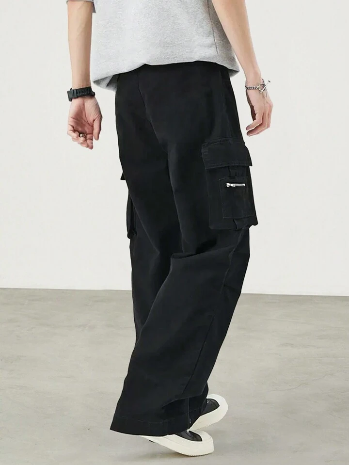 Manfinity EMRG Men Drawstring Waist Flap Pocket Cargo Pants 