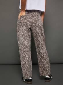WESTFADE Quần jeans ống đứng họa tiết da báo dài đến mắt cá chân chất liệu denim 98% cotton cao cấp - Nhiều màu - Xem 2