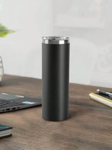 SHEIN Basic living 1入組字母圖案不銹鋼保溫瓶 - 黑色 - 查看 1