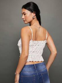 WESTFADE Top corto con lazo floral - Blanco - Ver 3