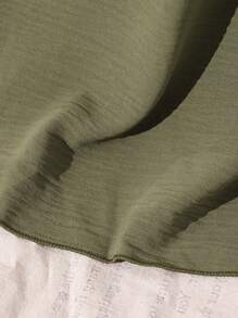 嬰兒女孩優雅、簡潔及舒適的綠色褶紋製造秋冬季節連衣裙 - 軍綠色 - 查看 4