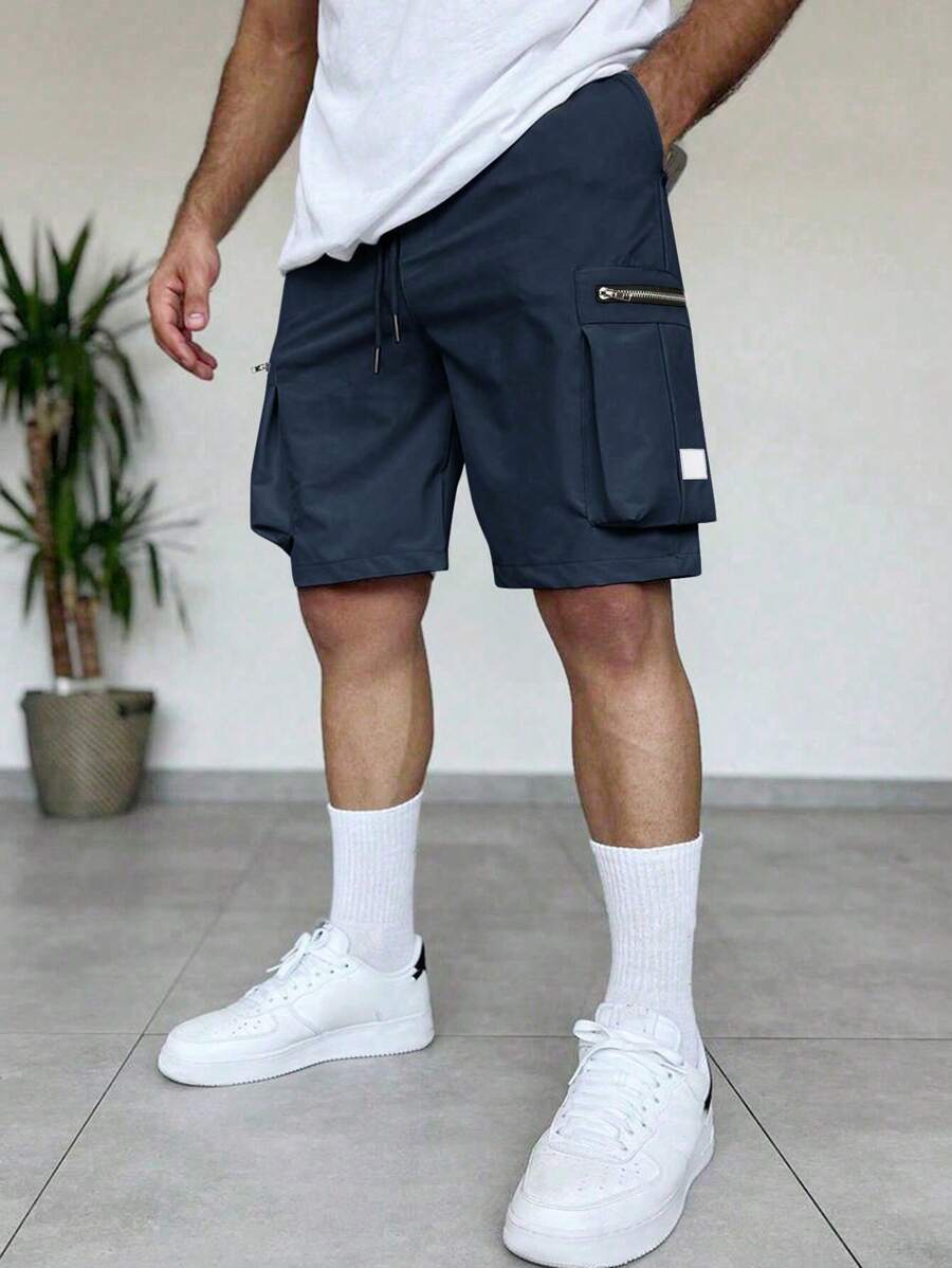 Manfinity Homme Men's Plain Simple Casual Shorts - Navy Blue - View 1