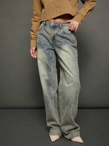 WESTFADE 优质 91% 纯棉 90 年代直筒牛仔裤