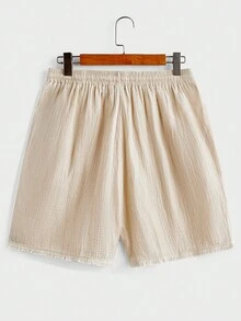 Manfinity Homme Men Solid Button Up Shirt & Shorts - Apricot - View 5