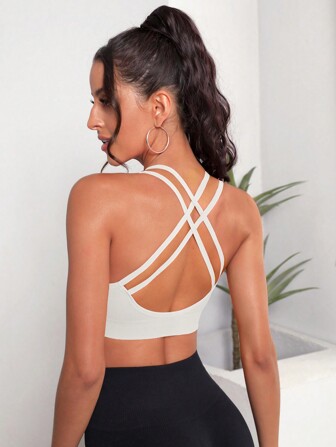 Slayoga Eenkleurig Sportbh Zonder rug criss cross
