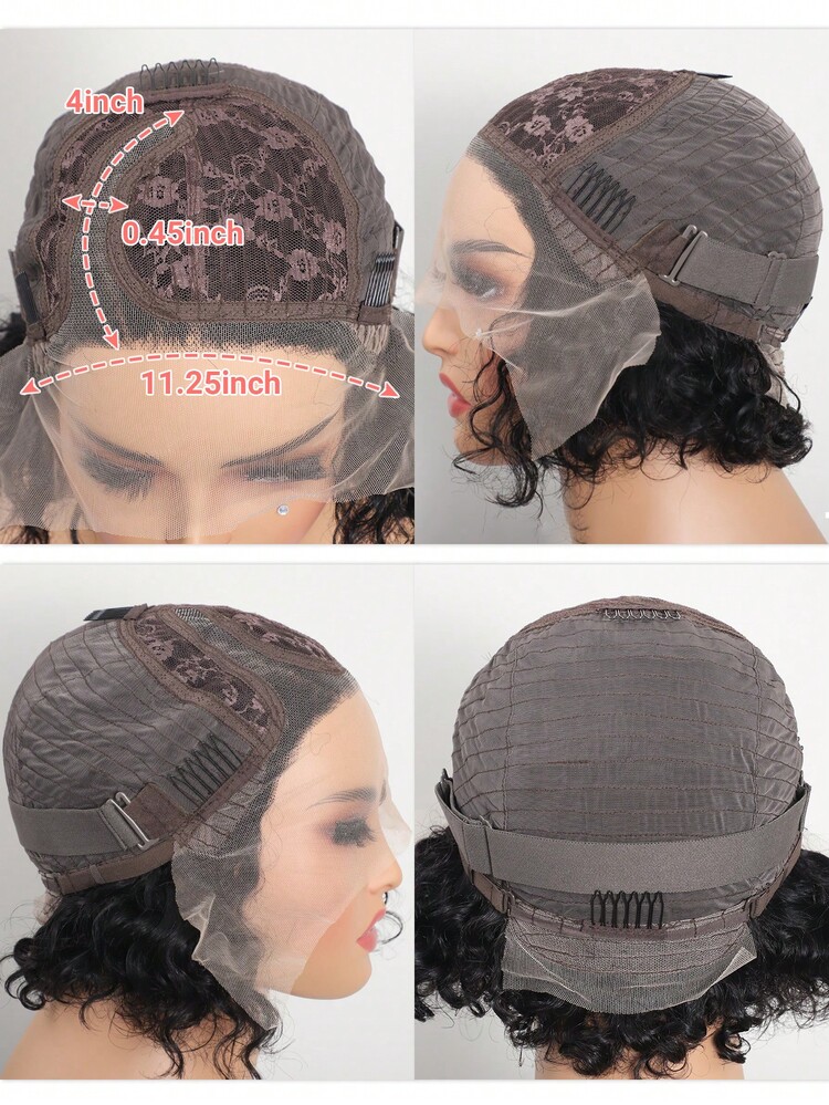 Water Wave Bob Human Hair Lace Front Wig Brazilian Virgin Natural Wavy Short Bob Wigs For Women T Part Wet And Wavy Full Frontal Bob Wig Transparent Lace Pre Plucked With Baby Hair - SNatural - View 7