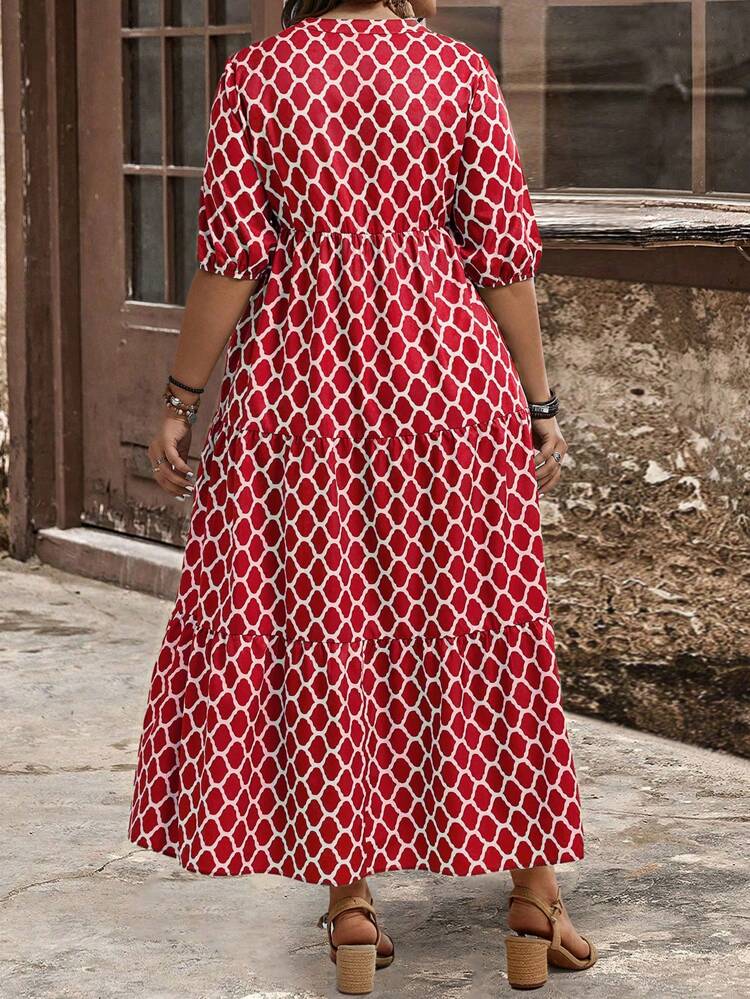 Plus Size Women's Printed Simple Everyday Dress, For Summer,Beach Dress Sundress,Holiday Outfits Boho