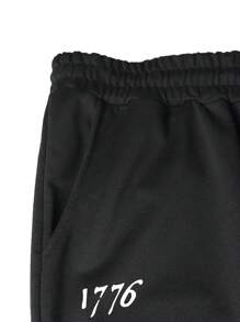 Manfinity Homme Locker sitzende Herren Jogginghose mit amerikanischer Flagge Muster, Grafik Lässig Jogginghose mit Kordelzug, für Ehemann, Freund Geschenke, für Rave, 4. Juli - Schwarz - Übersicht 6