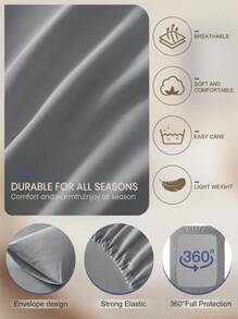 2/3pcs Solid Color Fitted Sheet Set - 1pc Bed Sheet And 1/2pcs Pillowcases, Deep Pocket Mattress Cover, , Soft And Breathable, For All Size Bed -Twin, Full, King, Queen Size Sheet,Fall Decor,Autumn Decor,Room Decor - Light Grey - View 5