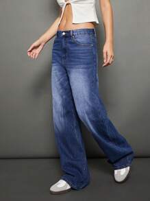 WESTFADE Jeans holgados de pierna ancha de denim de algodón 91% premium - Lavado ligero - Ver 4