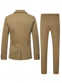 Manfinity Mode Men Solid Lapel Neck Blazer & Suit Pants