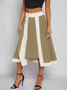 Hauture Women's Contrast Color Simple Daily A-Line Skirt - Multicolor - View 6