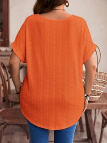 EMERY ROSE Áo thun tay trắng thời trang ngày của mẹ cỡ lớn cho nữ - trái cam - Xem 2