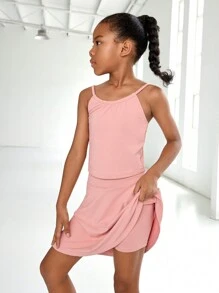 SHEIN 少女瑜伽套裝，彈性、舒適、透氣、排汗運動服，適用於跑步和騎行，時尚簡約 - 粉色 - 查看 6