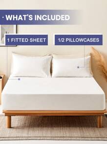 Juego de sábana ajustada de 2/3 piezas de unicolor - 1 pieza de sábana y 1/2 piezas de fundas de almohada, funda de colchón de bolsillo profundo, suave y transpirable, para cama de tamaño individual, doble, king y queen
