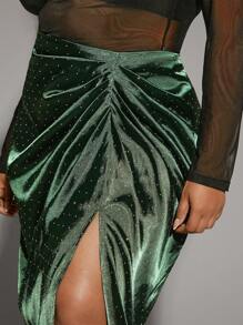Hauture Plus Asymmetric Gathered Midi Skirt - Green - View 4